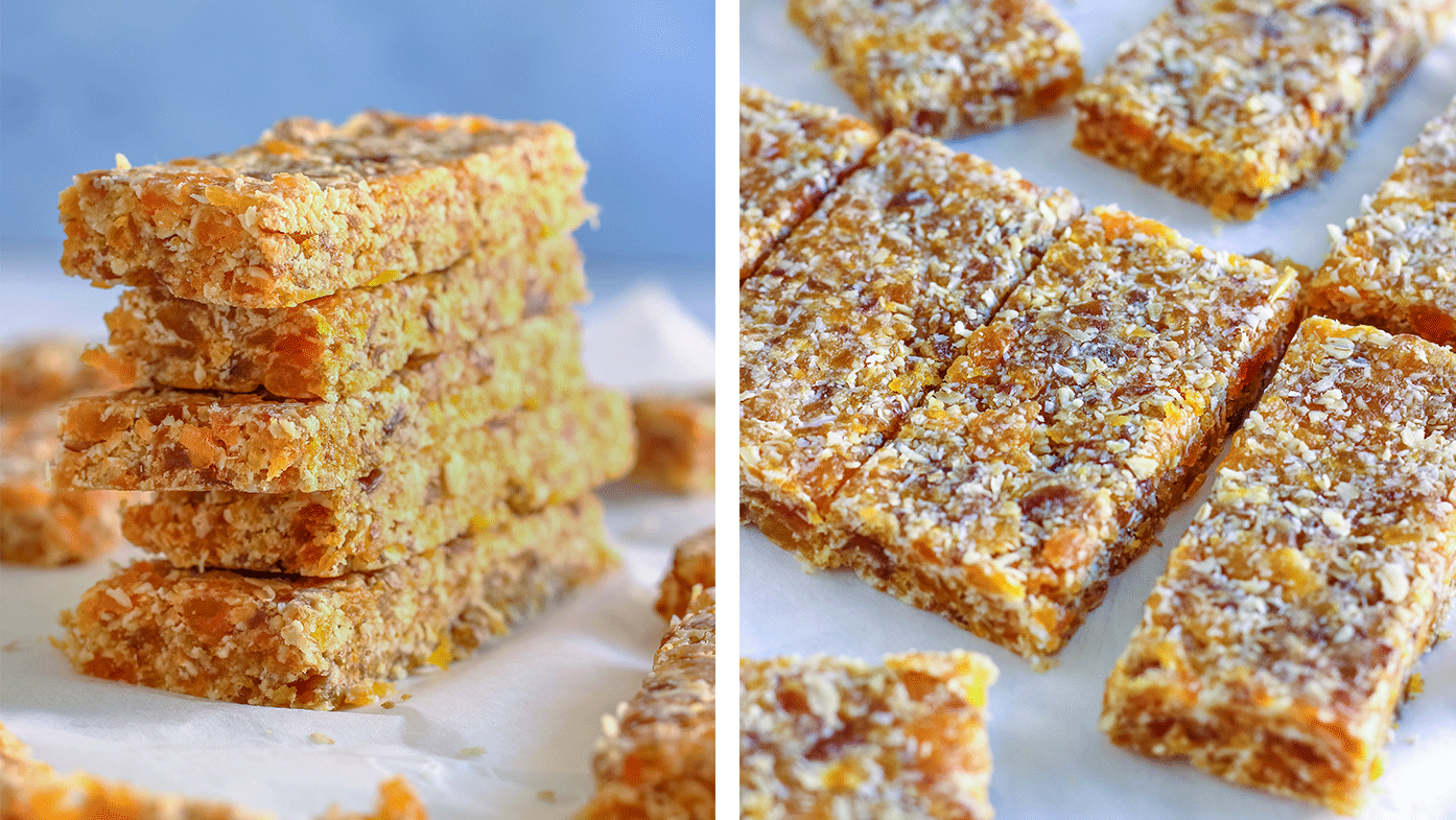 Aprikosenriegel mit Kokosnuss und Quinoa